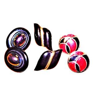 Vintage Retro Awesome Earrings Trio Lot